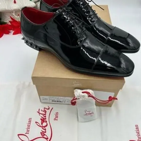 Christian Louboutin men's so greggo Black Patent Leather spike heel Oxford 43.5